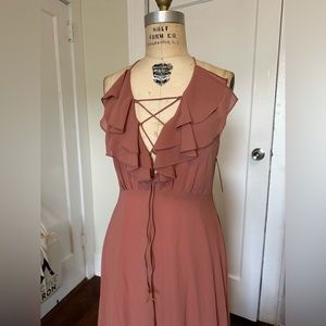 Dusty Rose Chiffon Lulus Dress, size L large, new with tags, bridesmaid, gown
